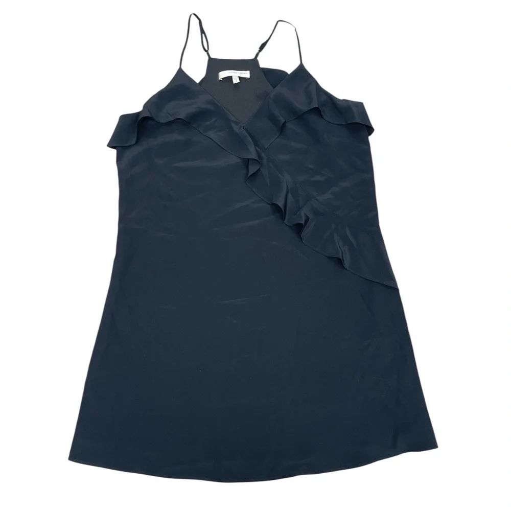 Lavender Brown Silk Black Ruffle Dress